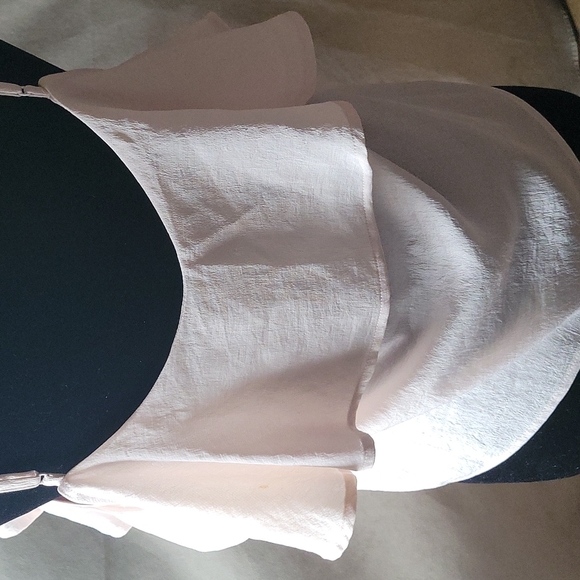 Plush pink nude sleeveless blouse with peak a boo string tie bow - Picture 8 of 10